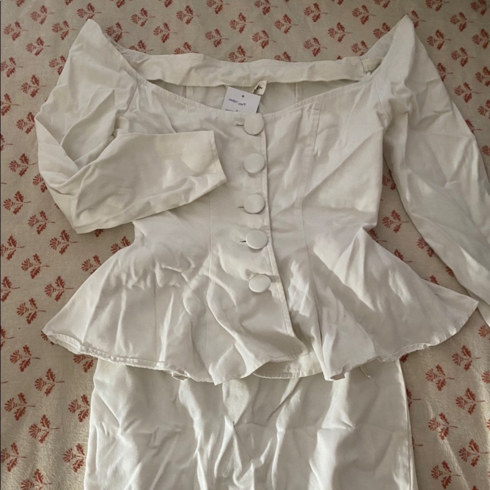 White peplum corset top/skirt set